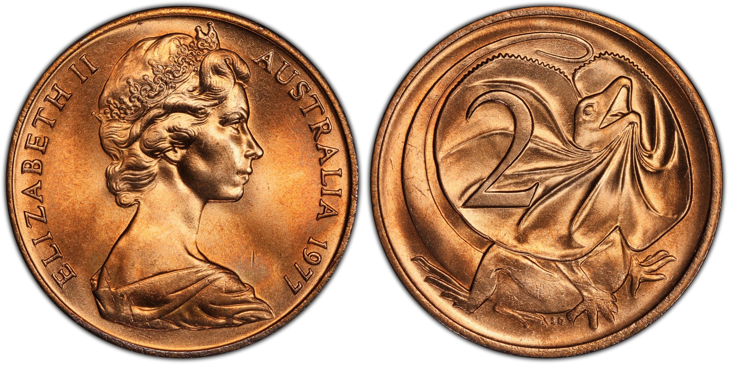 1977 2 Cent obverse and reverse