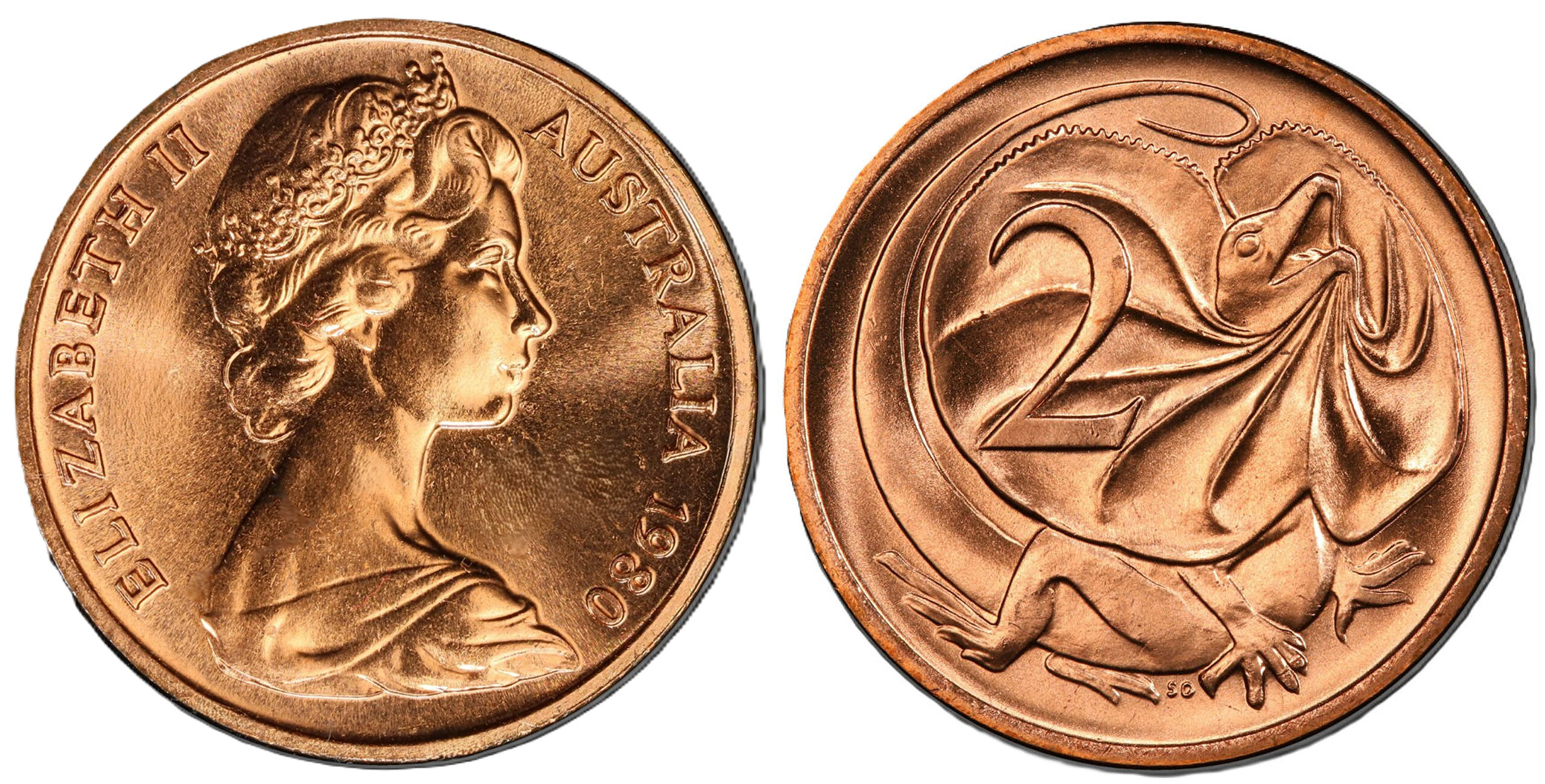 1980 2 Cent obverse and reverse