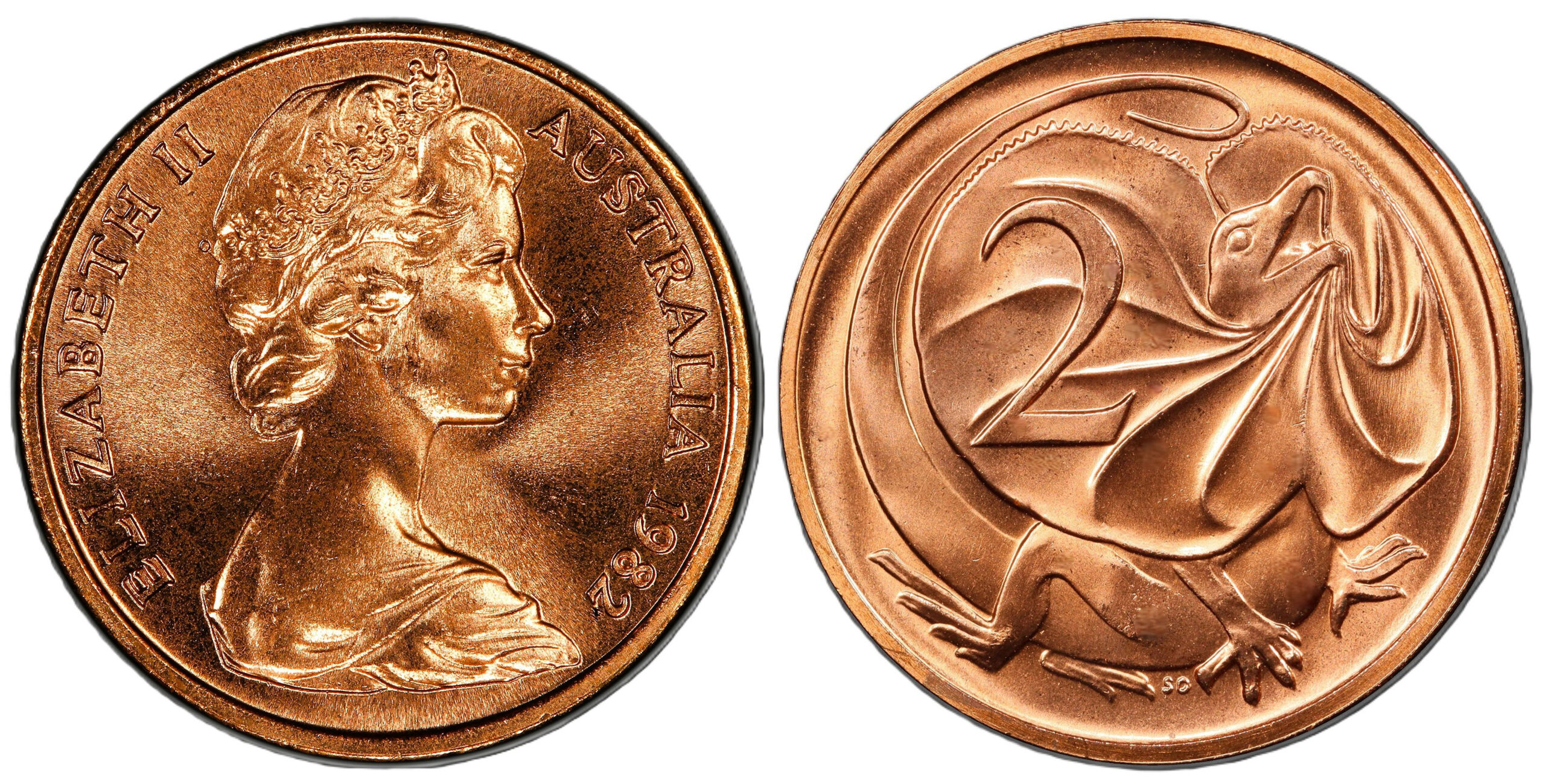 1982 2 Cent obverse and reverse