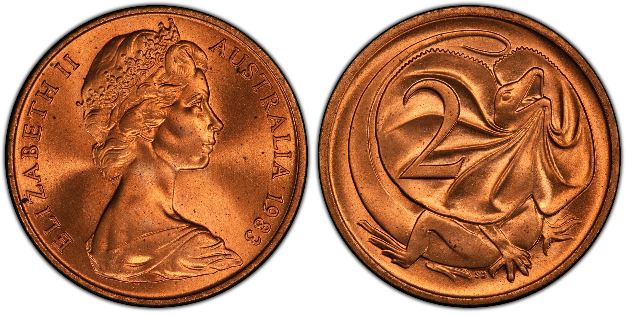1983 2 Cent obverse and reverse