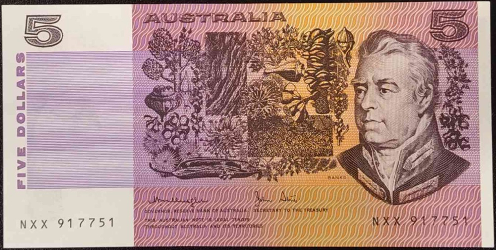 1983 Five Dollars - Johnston & Stone obverse