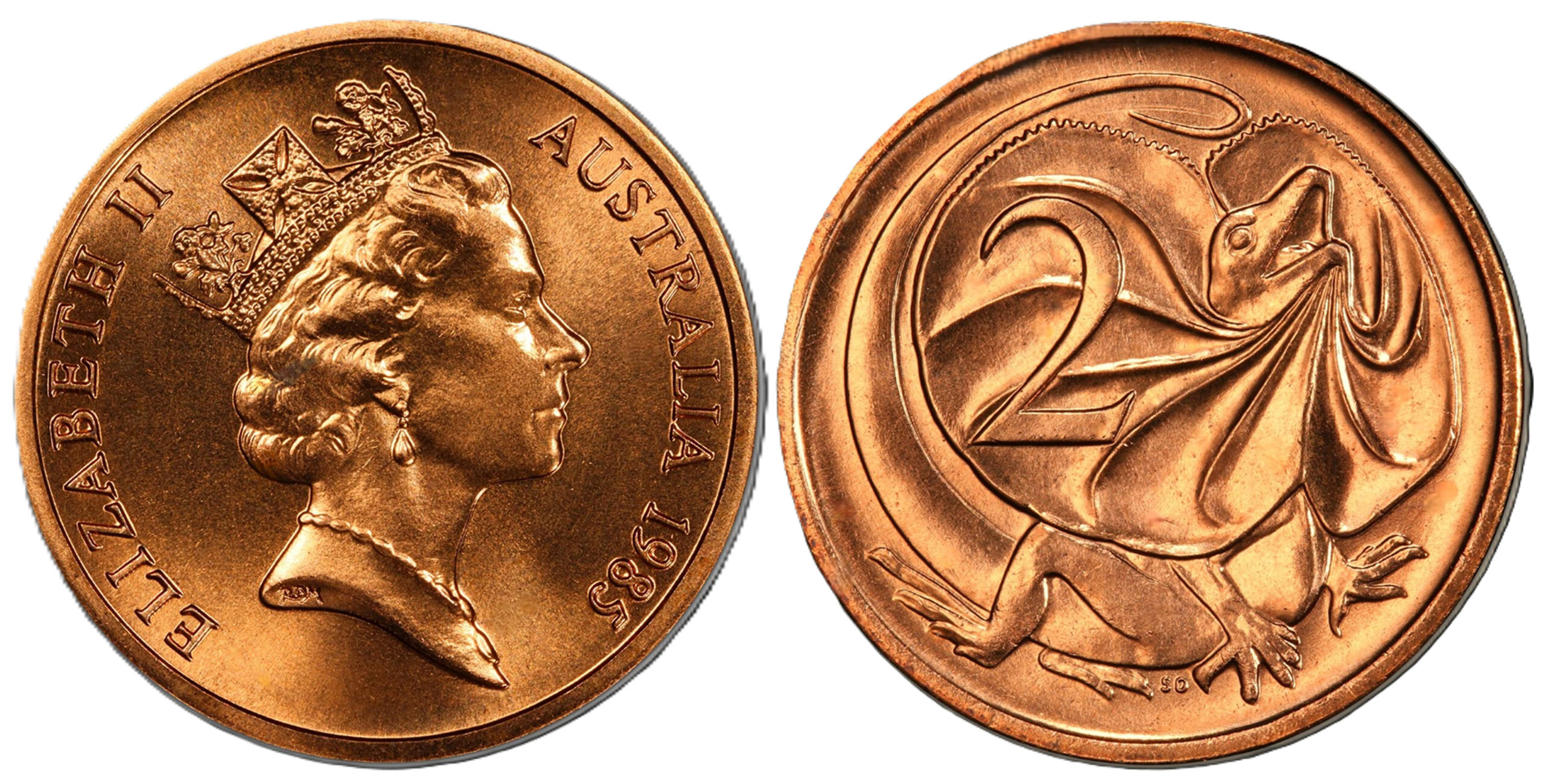 1985 2 Cent obverse and reverse