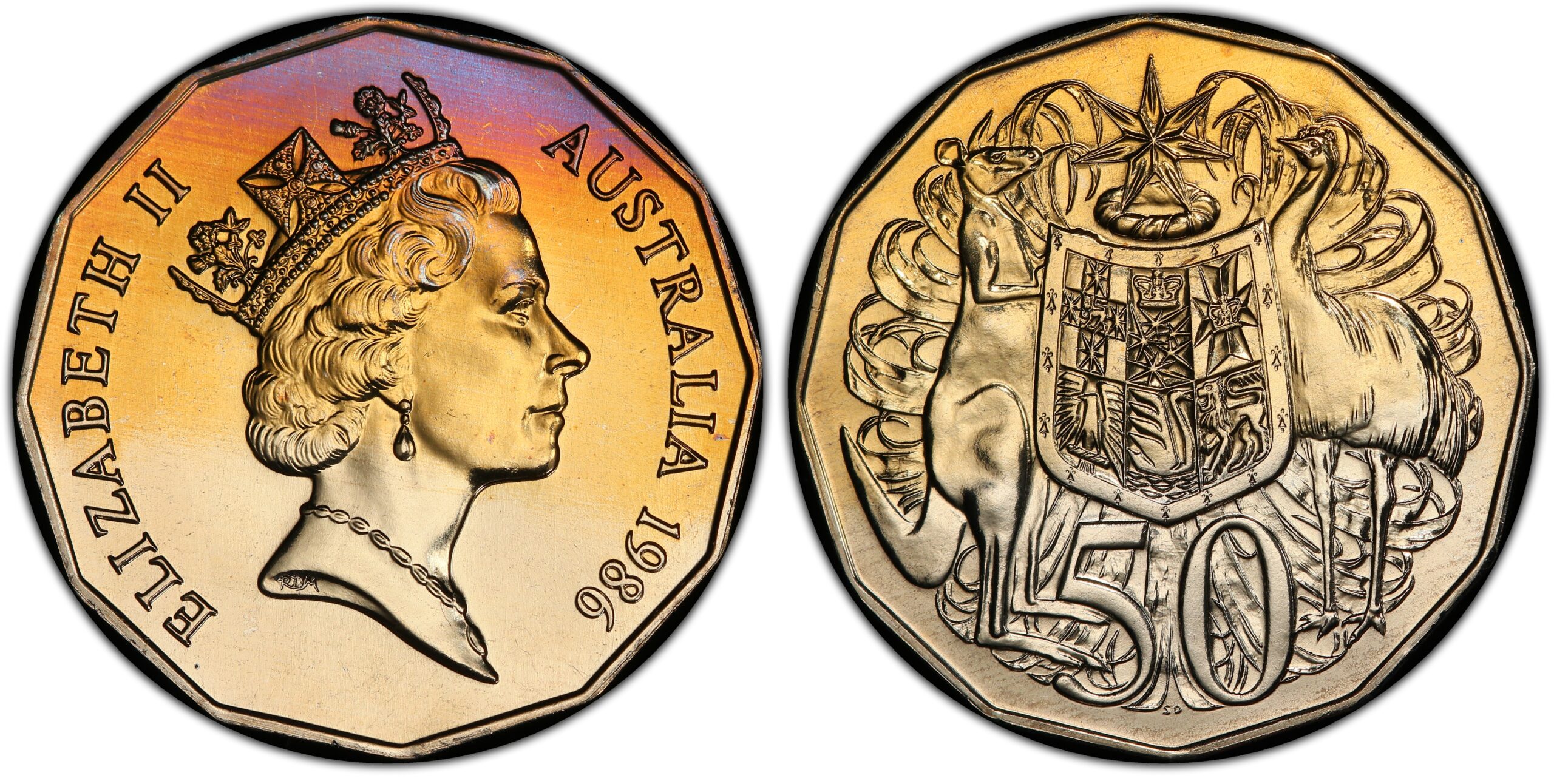 1986 50 Cent obverse and reverse