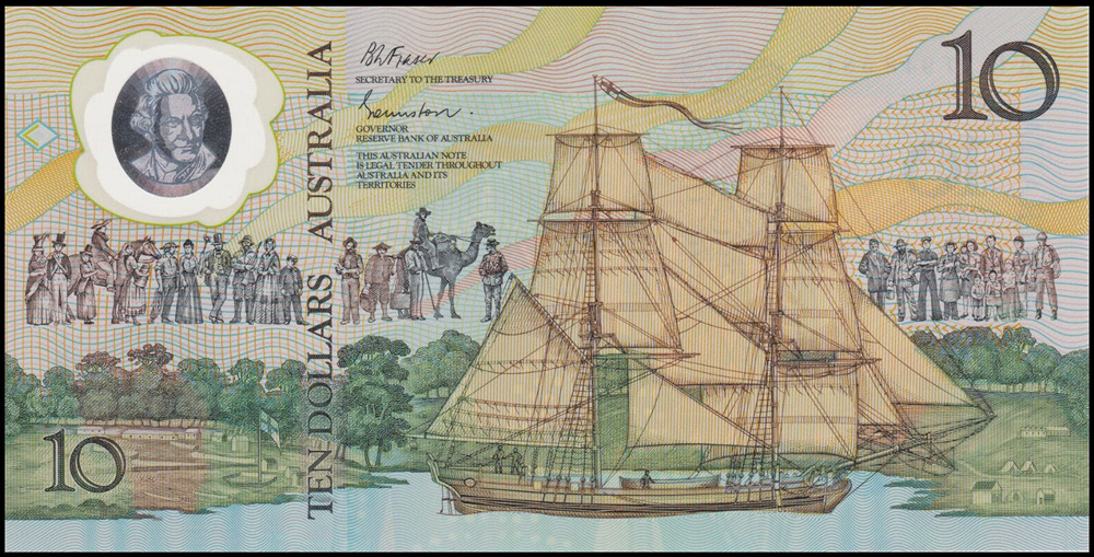 1988 ten dollar polymer AB33 first issue reverse