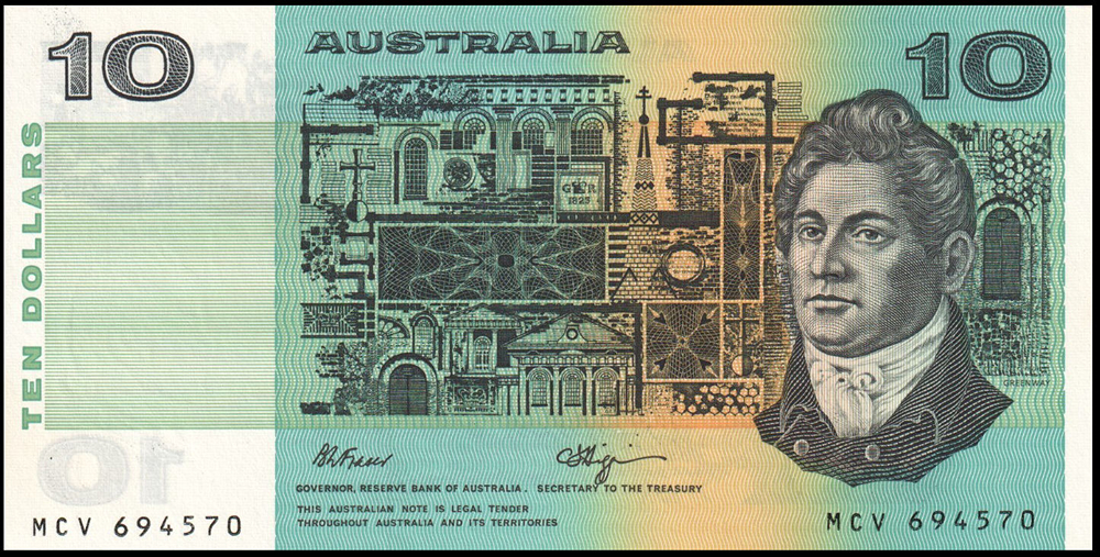 1989 Ten Dollars - Fraser & Higgins obverse