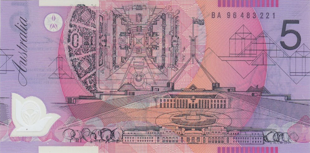 1996 Five Dollars - Macfarlane & Evans obverse
