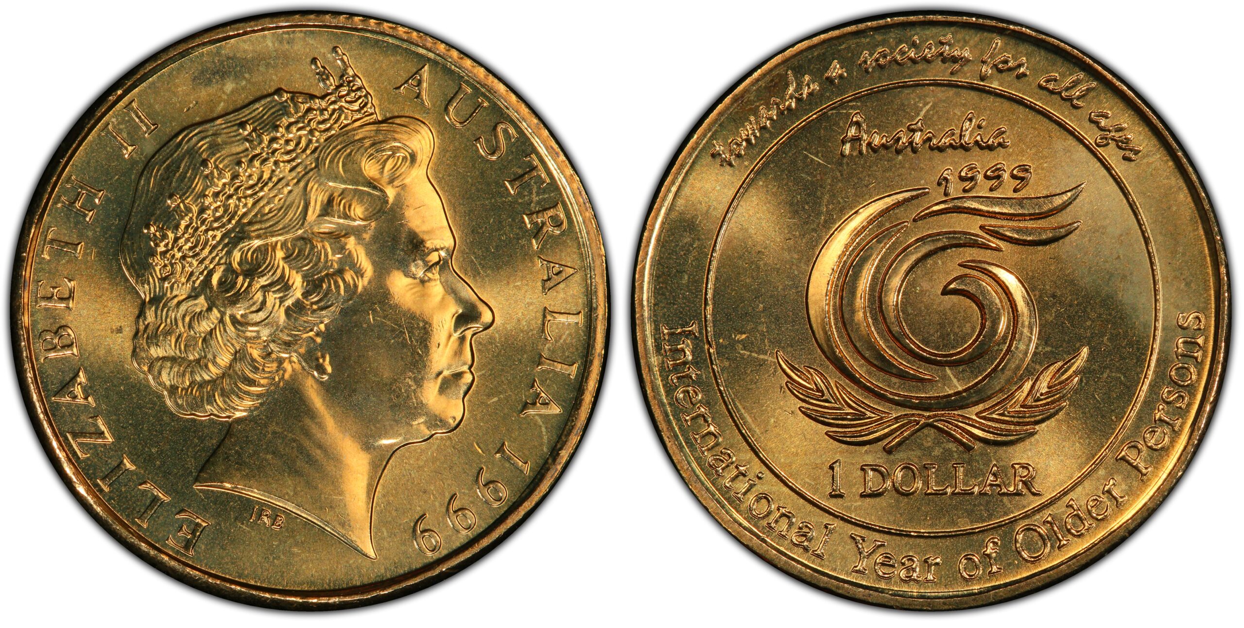 1999 $1 - UN International Year of Older Persons obverse and reverse