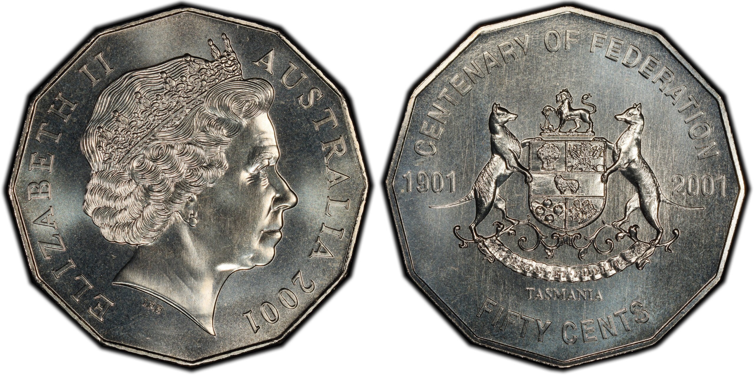2001 50 Cent - Tasmania obverse and reverse