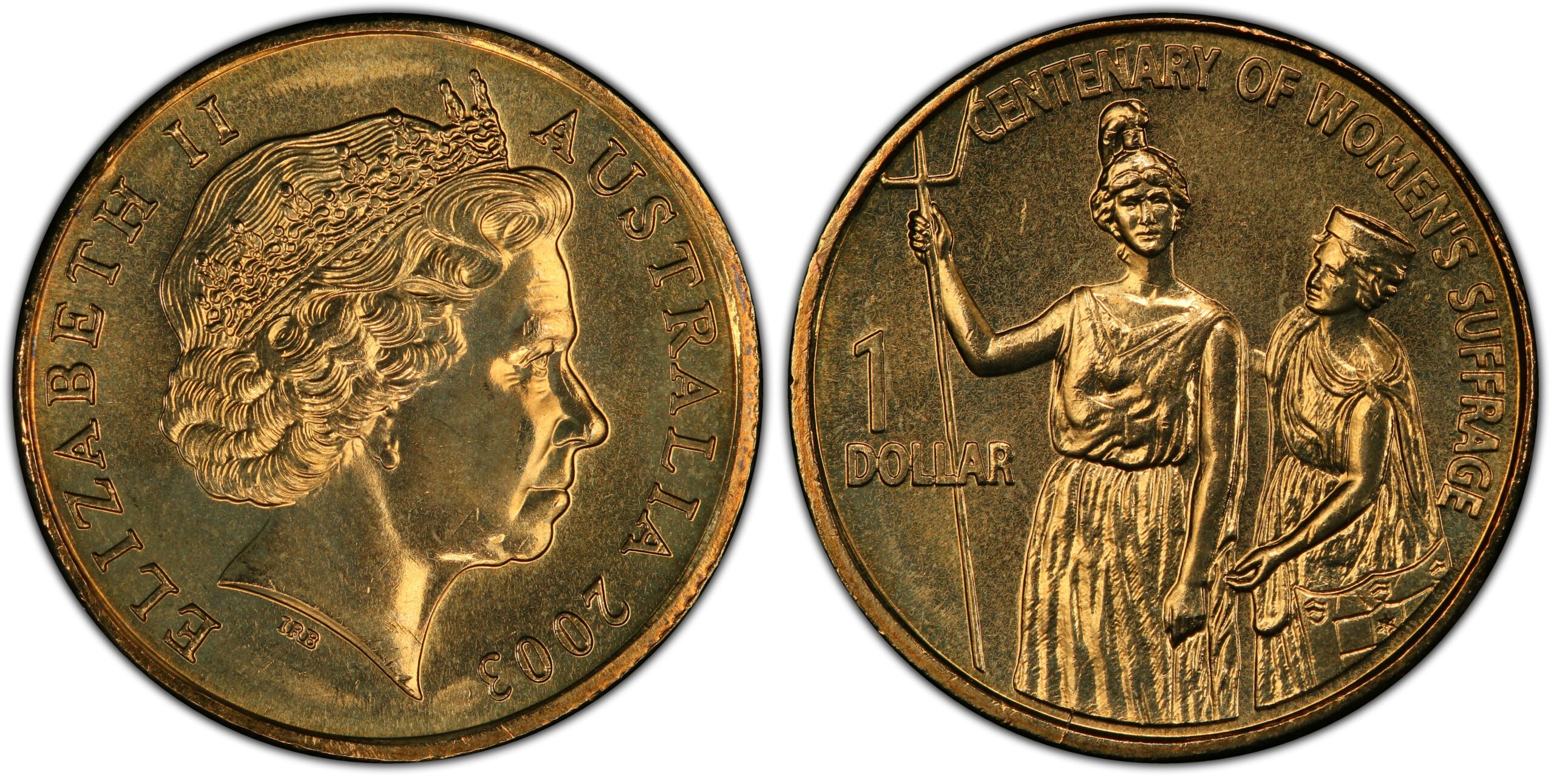 2003 $1 - Centenary of Women's Suffrage obverse and reverse