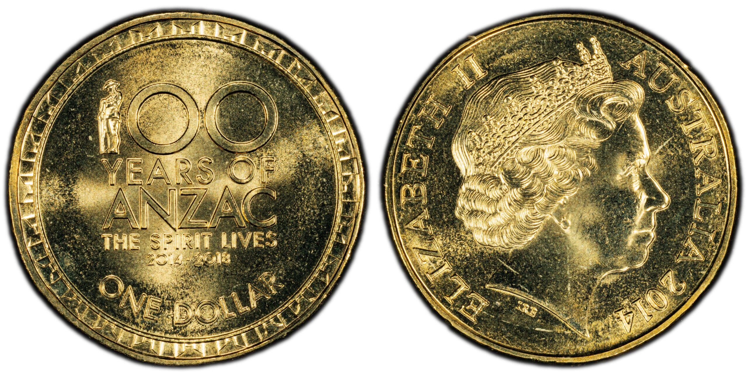 2014 $1 - Centenary of ANZAC obverse and reverse