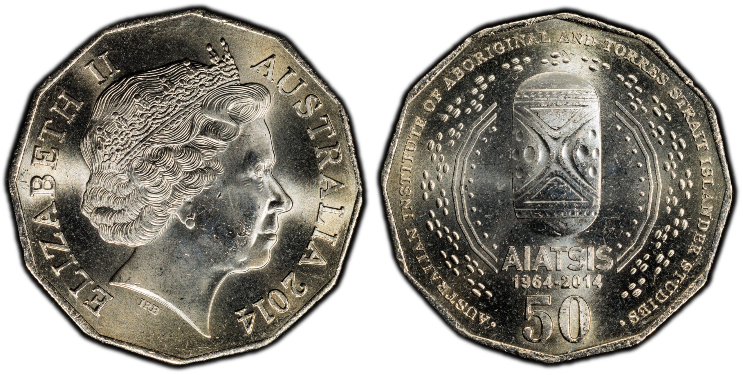 2014 50 Cent - 50th Anniversary AIATSIS obverse and reverse