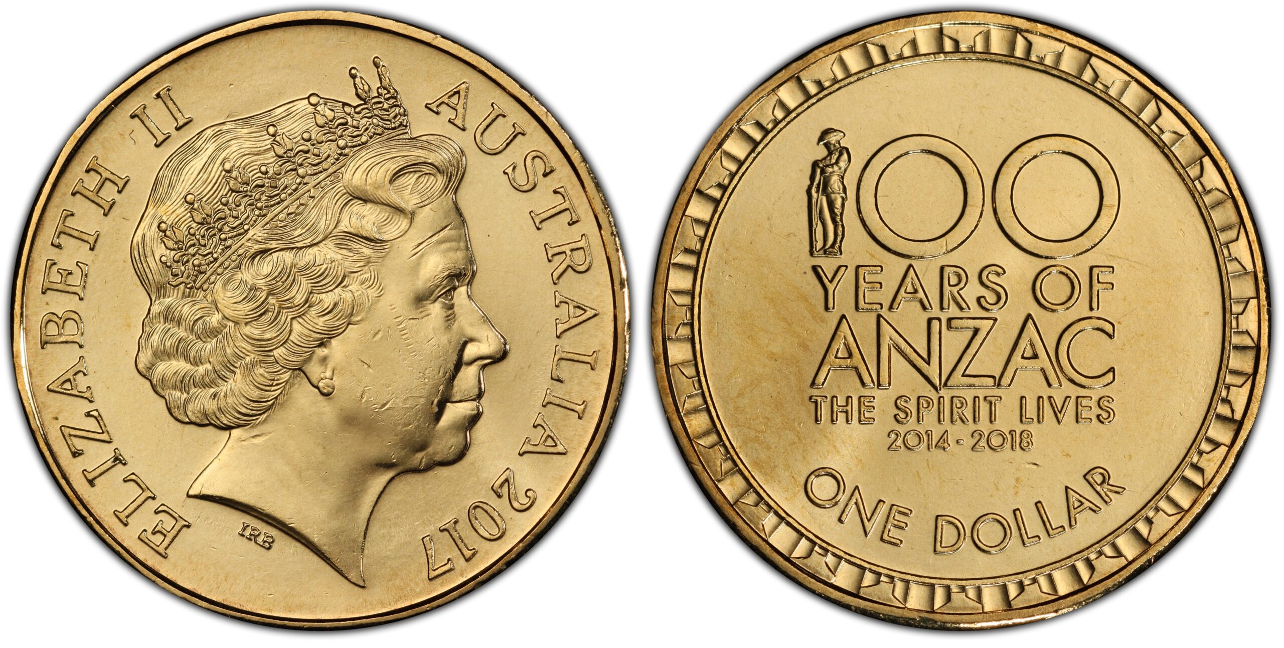 2017 $1 - ANZAC - The Spirit Lives obverse and reverse