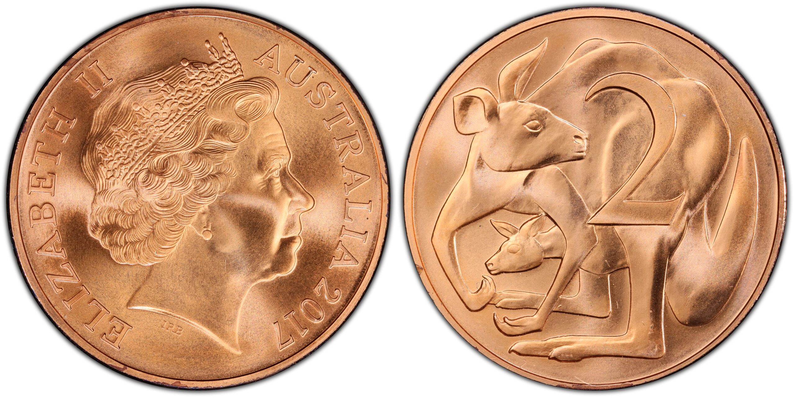 2017 2 Cent - Stuart Devlin's Kangaroos obverse and reverse