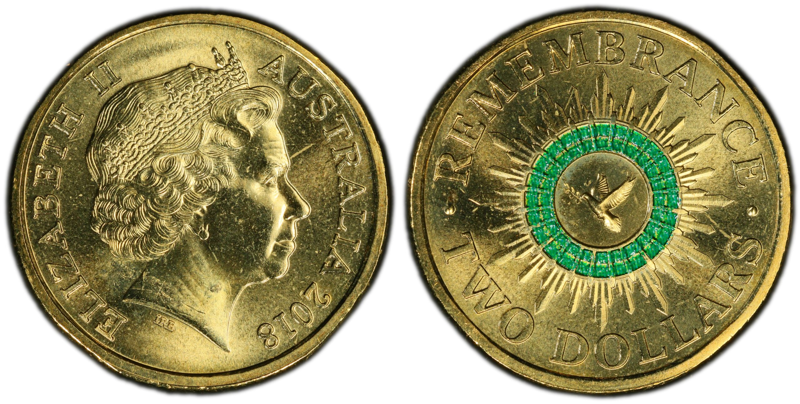 2018 $2 - Remembrance Green Dove