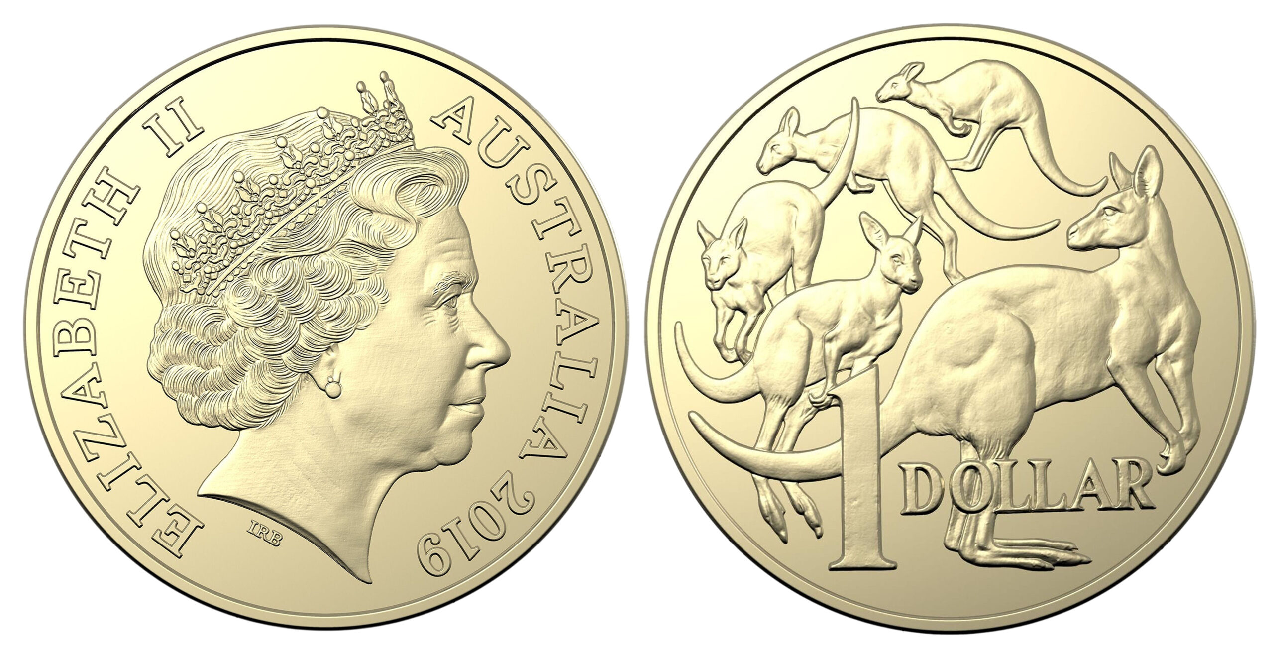 2019 $1 - Mob of Roos - Ian Rank-Broadley Effigy obverse and reverse