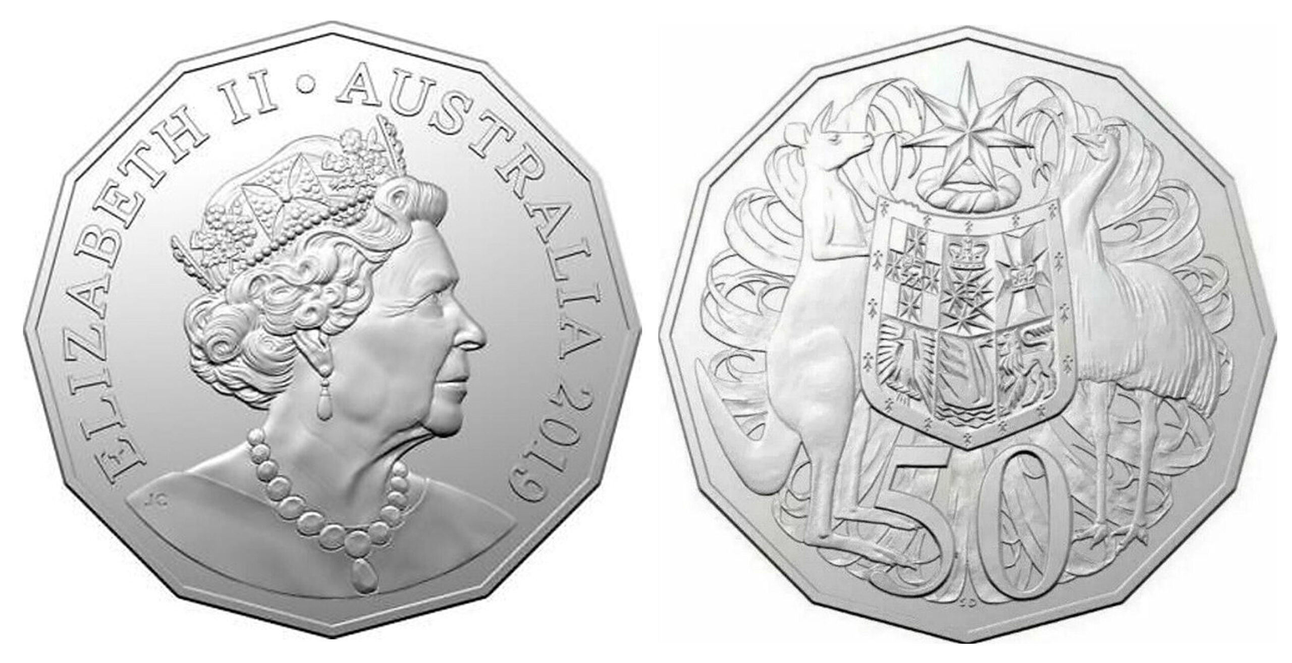 2019 50 Cent - Coat of Arms - Jody Clark Effigy obverse and reverse