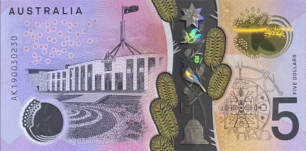 2019 Five Dollars - Lowe & Kennedy obverse