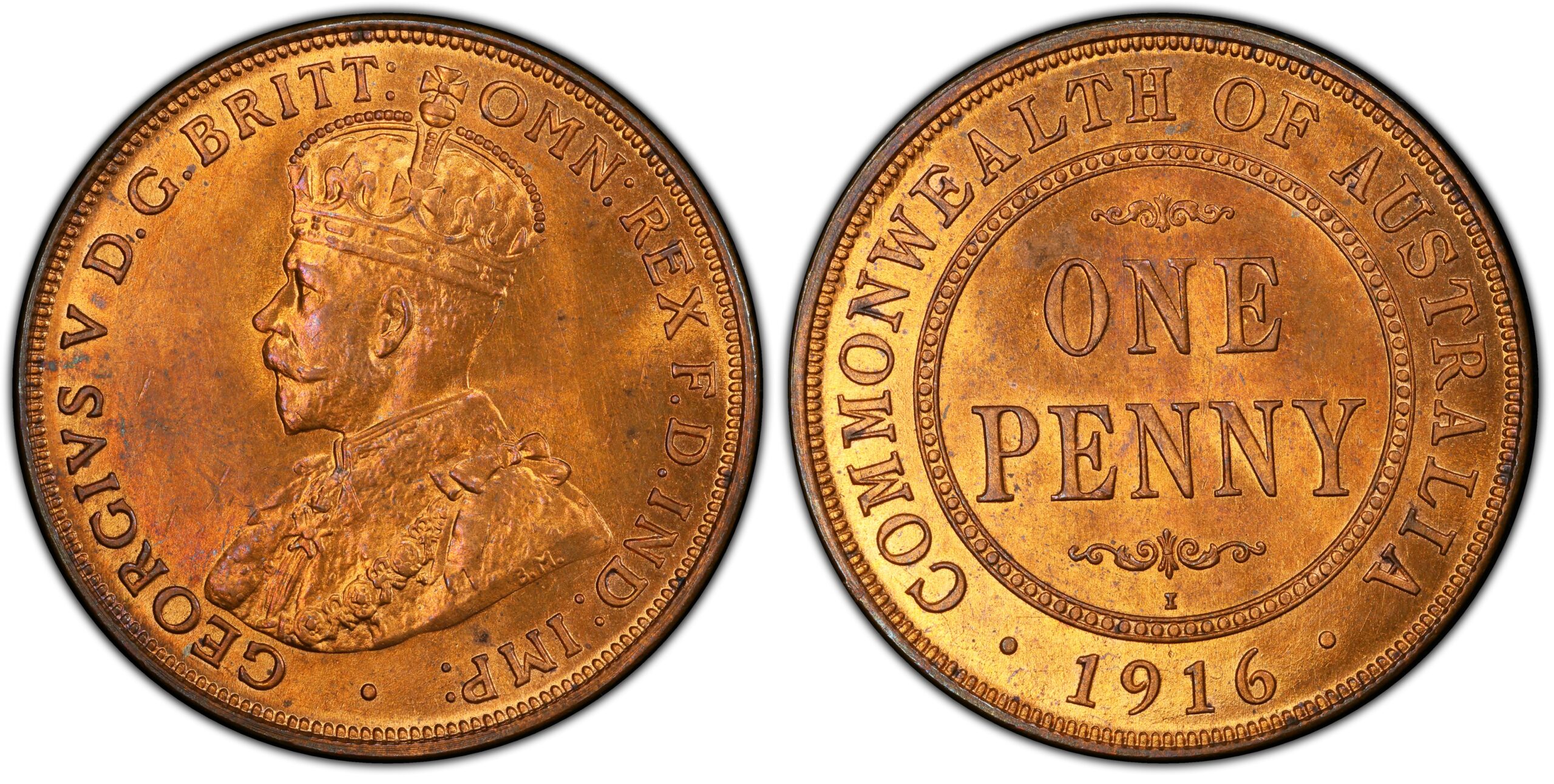 1916 Australian Penny obverse and reverse