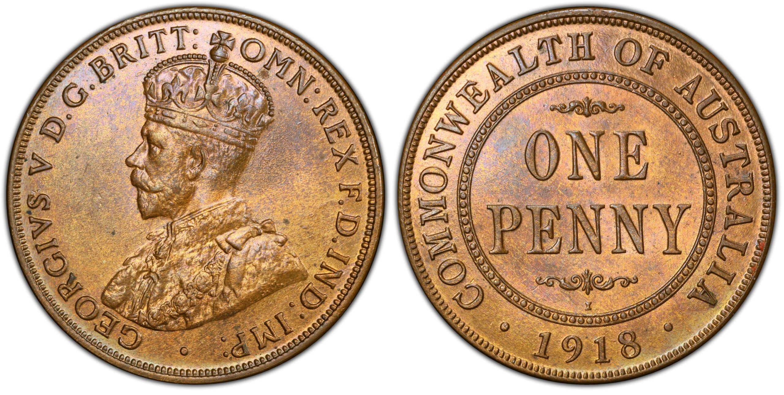 1918 Australian Penny obverse and reverse