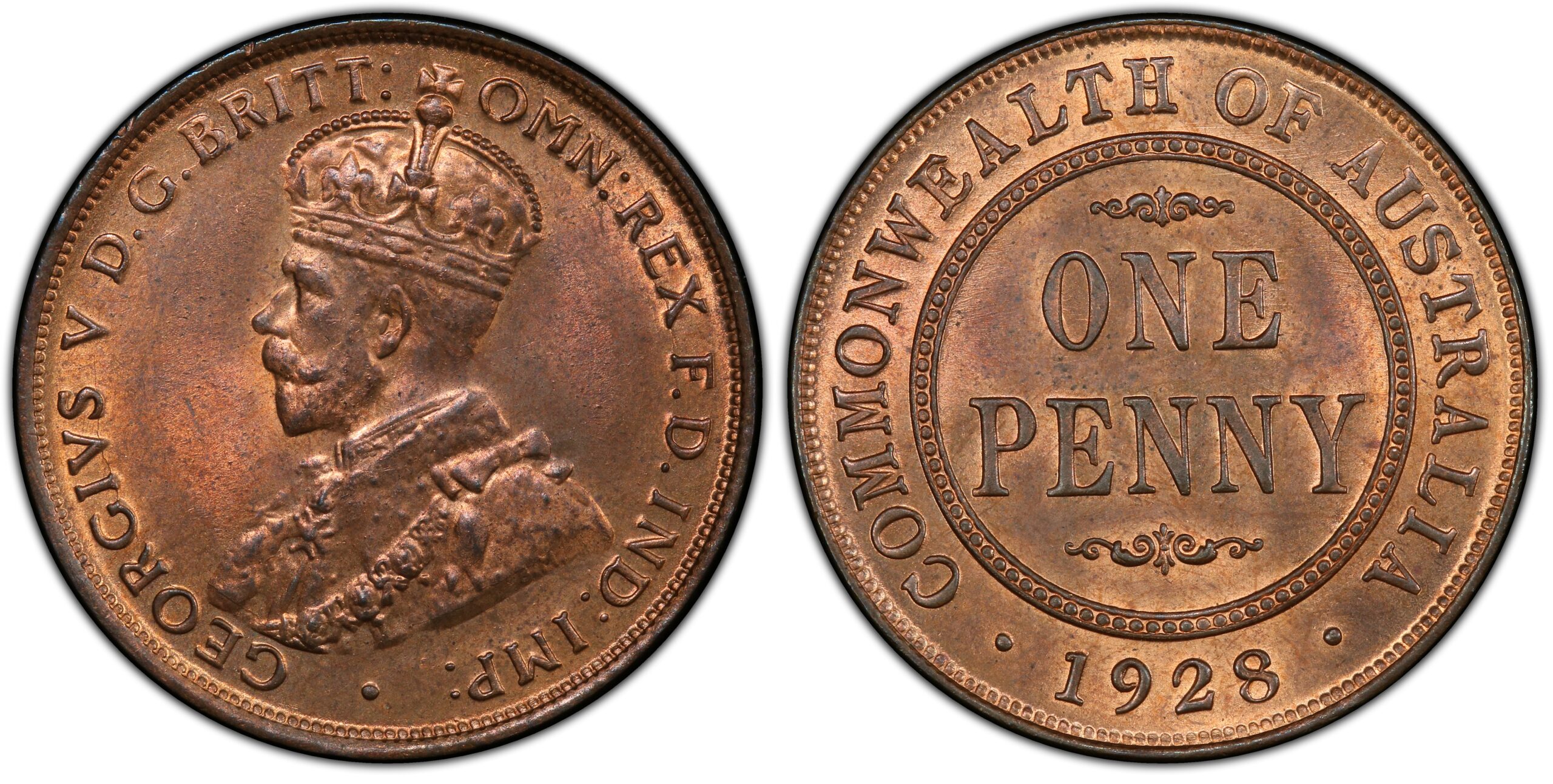 1928 Australian Penny obverse and reverse