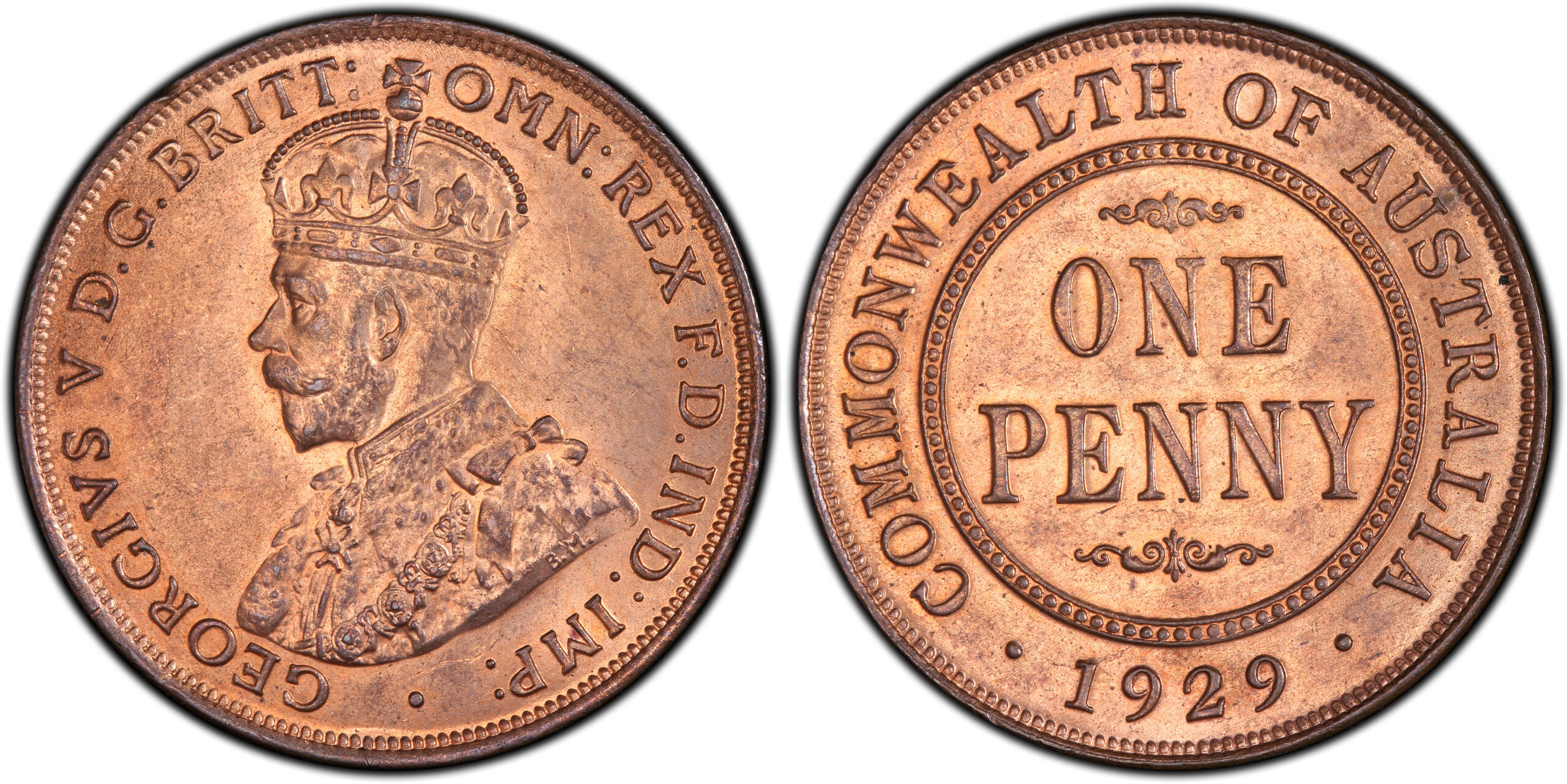 1929 - Indian - 2A Australian Penny obverse and reverse