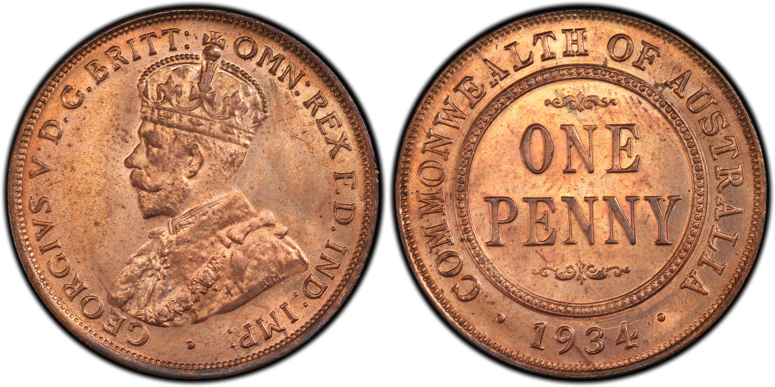 1934 Australian Penny obverse and reverse