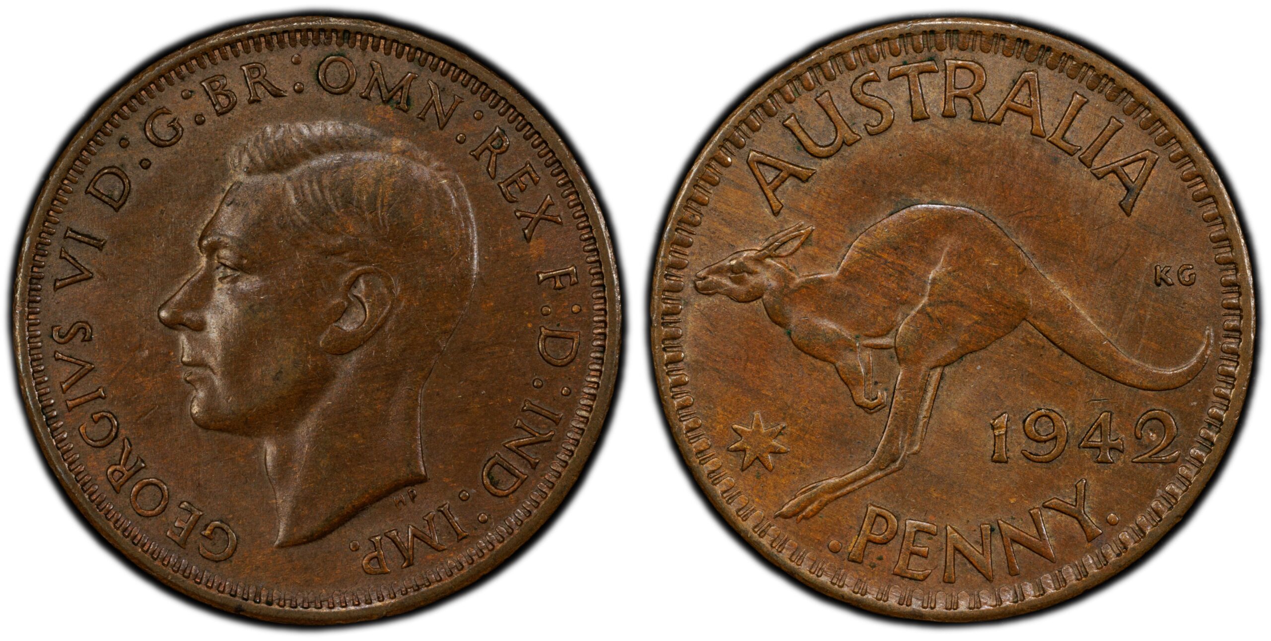 1942 - 4E No I Australian Penny obverse and reverse